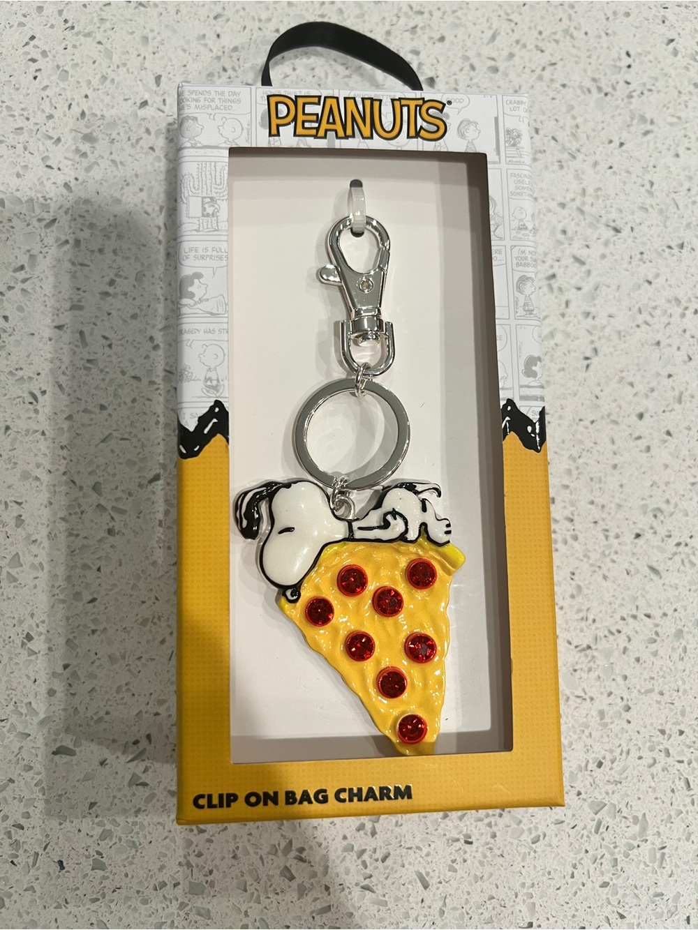 Peanuts Yellow & White Pizza Slice Snoopy Clip-On Bag Charm - Picture 1 of 3